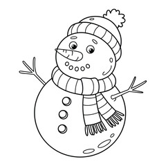 Scalable black and white snowman illustration vector graphics eps icon for winter holidays silhouette vector illustration white background