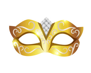 Elegant Golden Masquerade Mask with Jewels and Ornate Filigree
