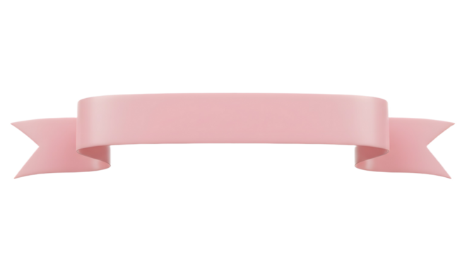 Ribbon banner, curve badge, label, title box, clip art, png isolated on transparent background. A simple, elegant, light pink ribbon banner isolated on white.