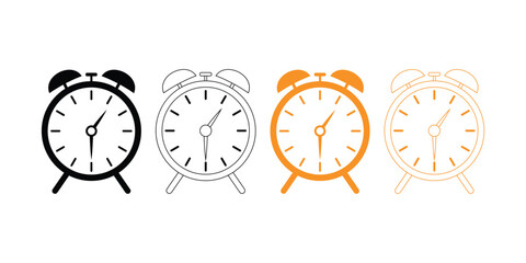  Alarm Clock Vector Illustration – Minimal Black and White Design.