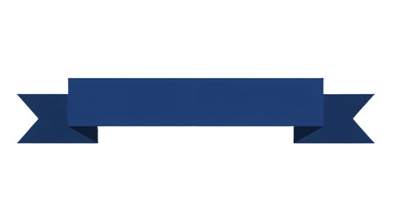 Ribbon banner, curve badge, label, title box, clip art, png isolated on transparent background. A simple, navy blue banner with a folded, ribbon-like design.
