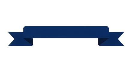 Ribbon banner, curve badge, label, title box, clip art, png isolated on transparent background. A dark blue ribbon banner with pointed ends, isolated on a white background.