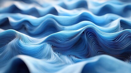 3D render of abstract background with blue paper curves, close - up, low - angle view, minimal concept
