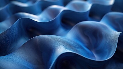 3D render of abstract background with blue paper curves, close - up, low - angle view, minimal concept
