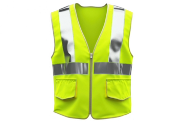 High visibility safety vest isolated on a transparent background