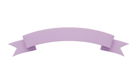Ribbon banner, curve badge, label, title box, clip art, png isolated on transparent background. A light purple banner with curved edges and ribbon tails, isolated on a white background.