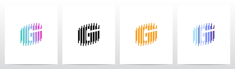 Vertical Lines Stripes Rises Parallel Initial Letter Logo Design G