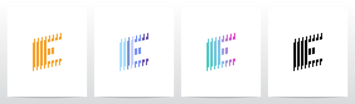 Vertical Lines Stripes Rises Parallel Initial Letter Logo Design E