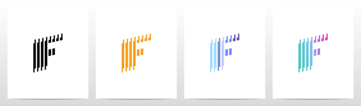 Vertical Lines Stripes Rises Parallel Initial Letter Logo Design F