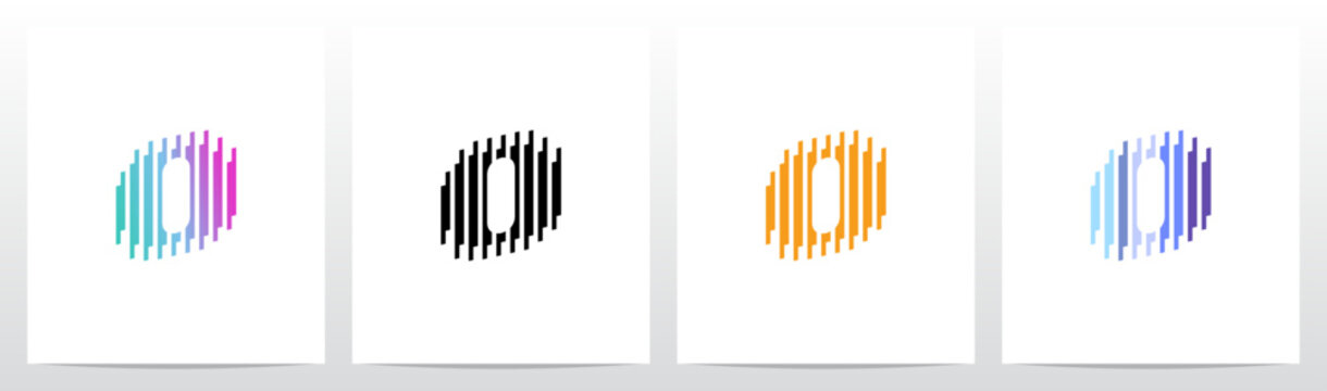 Vertical Lines Stripes Rises Parallel Initial Letter Logo Design O