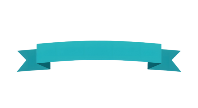 Ribbon banner, curve badge, label, title box, clip art, png isolated on transparent background. A simple, turquoise banner with a folded design, isolated on white. - Powered by Adobe