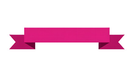 Ribbon banner, curve badge, label, title box, clip art, png isolated on transparent background. A vibrant, magenta banner with folded edges, perfect for announcements.