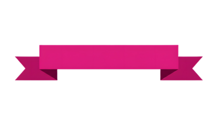 Ribbon banner, curve badge, label, title box, clip art, png isolated on transparent background. A vibrant, magenta banner with folded edges, perfect for announcements.