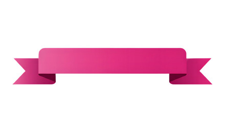 Ribbon banner, curve badge, label, title box, clip art, png isolated on transparent background. A pink banner with ribbon tails, isolated on a white background.