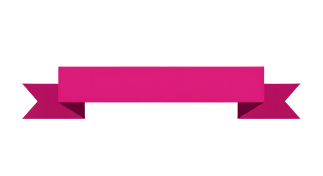 Ribbon banner, curve badge, label, title box, clip art, png isolated on transparent background. A vibrant, magenta banner with folded edges, perfect for announcements. - Powered by Adobe