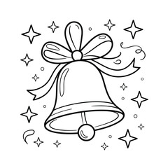 Festive christmas bell with stars and ribbon vector illustration for scalable eps and iconic designs silhouette vector illustration white background