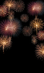 Beautiful colorful fireworks to celebrate a happy new year and merry Christmas, fireworks in honor of the holiday, Independence Day, city day.  artificial intelligence generator, AI, neural network im