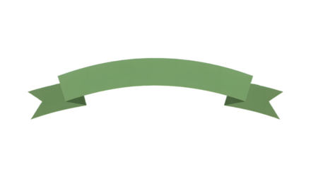 Ribbon banner, curve badge, label, title box, clip art, png isolated on transparent background. A simple green banner with a curved shape, isolated on white background.