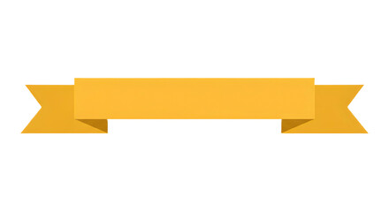 Ribbon banner, curve badge, label, title box, clip art, png isolated on transparent background. A simple, flat, yellow banner with a ribbon-like design, isolated.