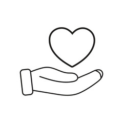 Minimal Hand Holding Heart Icon for Care and Love Design