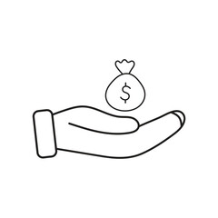 Minimal Hand Holding Money Icon for Finance and Business Design