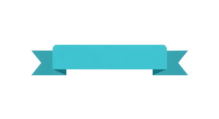 Ribbon banner, curve badge, label, title box, clip art, png isolated on transparent background. A simple, light blue ribbon banner with folded ends, isolated on a white background.