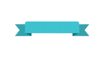 Ribbon banner, curve badge, label, title box, clip art, png isolated on transparent background. A simple, light blue ribbon banner with folded ends, isolated on a white background.