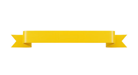 Ribbon banner, curve badge, label, title box, clip art, png isolated on transparent background. A bright yellow banner with a ribbon design, isolated on white background.