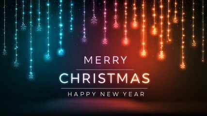 merry christmas greetings with festive lights illustrated animation - Powered by Adobe