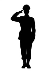 Striking silhouette of a soldier saluting, conveying respect and patriotism for memorial day projects or military appreciation themes