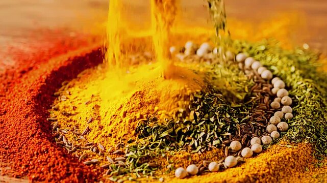 Flavor Swirl &ndash; Artistic Explosion of Indian Spices in Motion