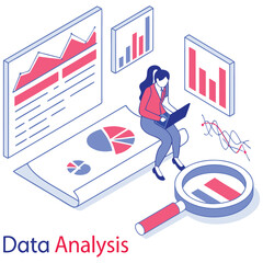 Digital Marketing Dashboard and Reporting Flat Design Illustration