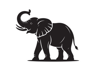 Obraz premium Walking Elephant Silhouette, Wildlife Animal Vector Graphic Image