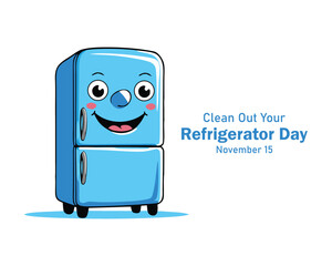 Clean Out Your Refrigerator Day Background. November 15. Greeting card, banner, vector illustration. With the eye, and ice icon on gradient blue color. Premium and luxury design.