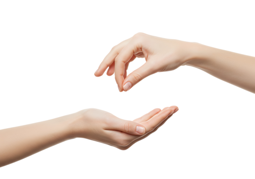 Two hands extending and receiving, symbolizing charity and generosity