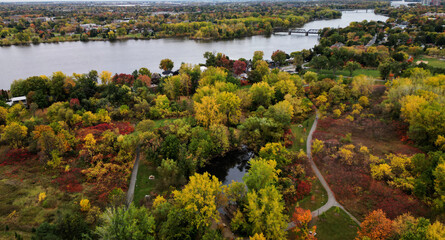 Fototapeta premium Canadian autumn in Laval, Quebec