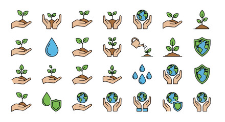 Obraz premium Cartoon vector icons set of trees and plants for children's illustration and design