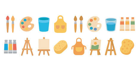 Art and painting icons set – flat, creative, artistic illustrations and design elements