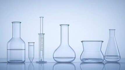 Laboratory Glassware Set on Display in a Light Blue Setting