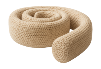 Handmade crochet crib bumper in neutral beige for a gender-neutral nursery.