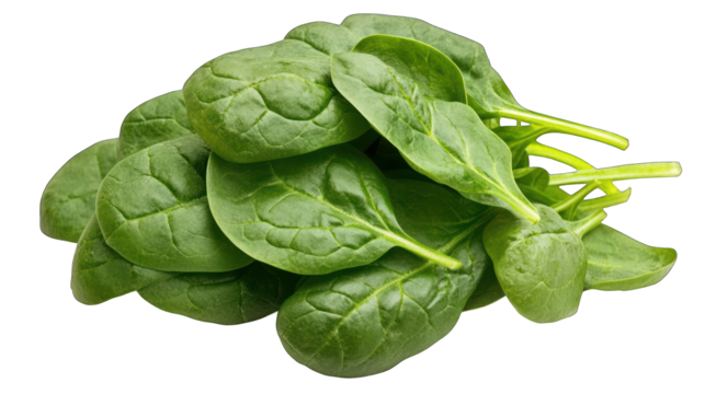Fresh spinach leaves isolated on transparent background healthy eating food ingredient raw vegetable leafy green nutrition vegetarian diet - Powered by Adobe
