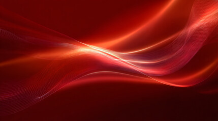 An abstract digital background of bright red and orange wavy light trails creating a dynamic, speed-like motion effect on a dark red gradient.