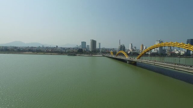 Iconic Dragon Bridge Spanning Han River in Da Nang, Vietnam