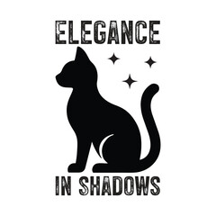 Elegance in Shadows Black Cat Vector  Minimal Gothic Cat Silhouette t-shirt Design