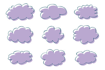 Set of hand drawn speech bubble Blank empty message box Textbox frame for banners, price tags, stickers, design