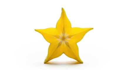 Fototapeta premium Star-shaped fruit slice, vibrant yellow, isolated on white background