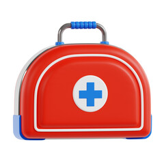 Obraz premium Red And Blue First Aid Kit With White Cross Symbol And Silver Handle On Transparent Background Isolated Medical Emergency Supplies Healthcare Equipment