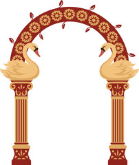 Decorative Festive and Wedding Arch with Swan Pillars For Indian Wedding and Festive Designs