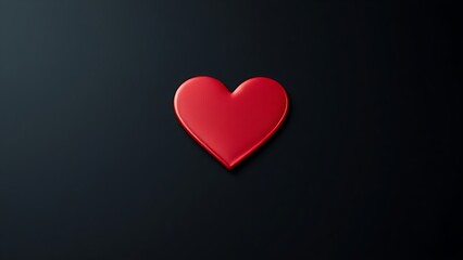 Red heart shape on a sleek black surface, radiating warmth and emotion with a minimalist aesthetic.