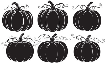 Elegant Silhouette Pumpkins for Autumn Decor and Festive Crafts Graceful Vines Accentuate these Fall Harvest Symbols Perfect for Seasonal Designs
